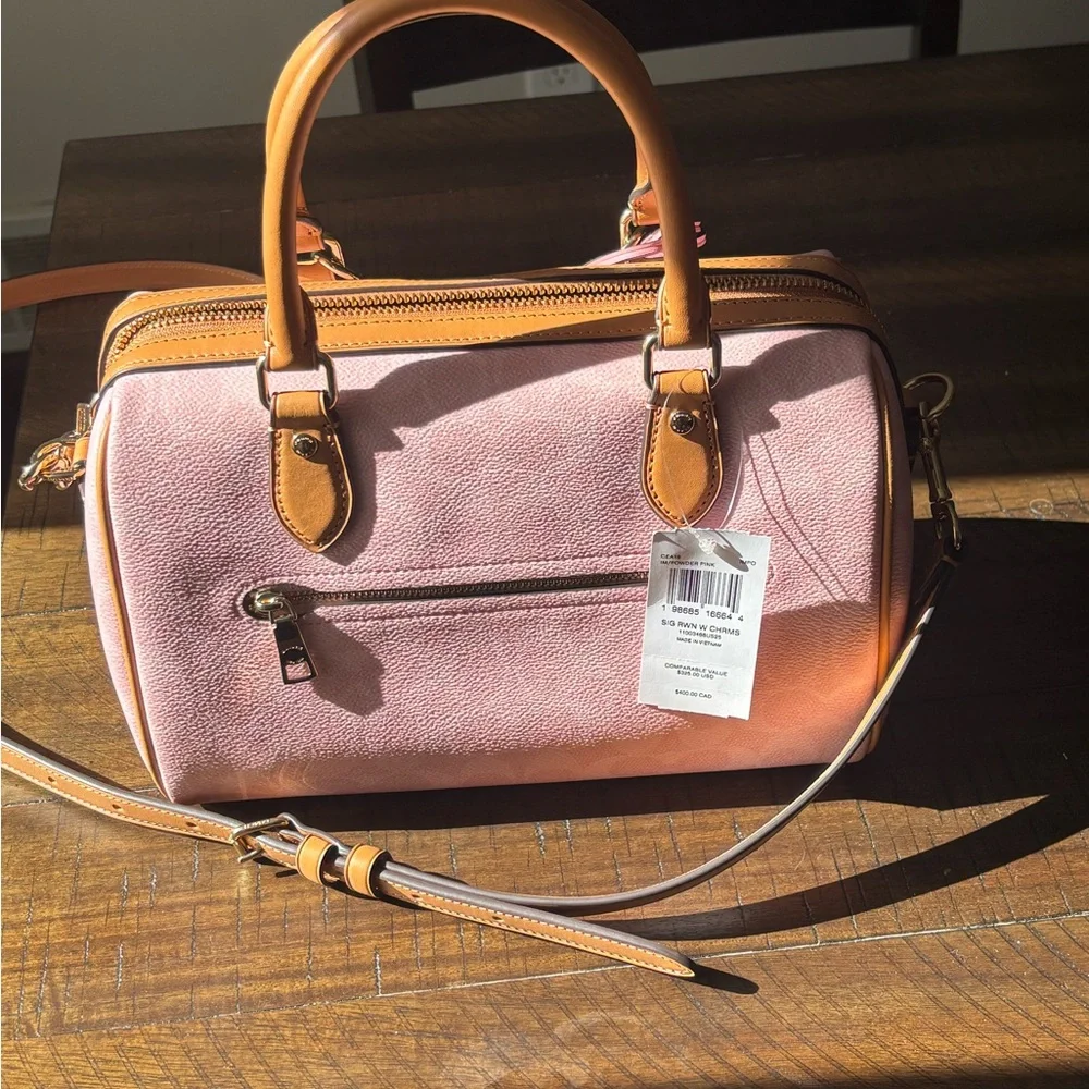 Coach Powder Pink and Brown Signature Satchel Medium Rowan and Snap Wallet NWT - Picture 8 of 9